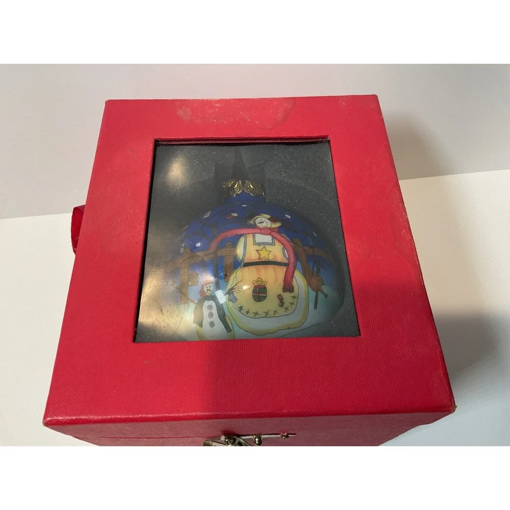 Hand Painted Christmas Ornament Snowman Scene Glass Ball‎ Ornament